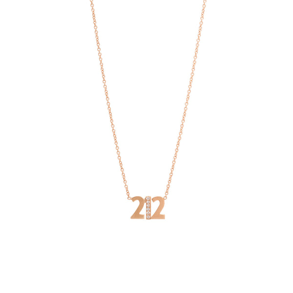 14k Triple Number Necklace with 1 Pavé Diamond Number