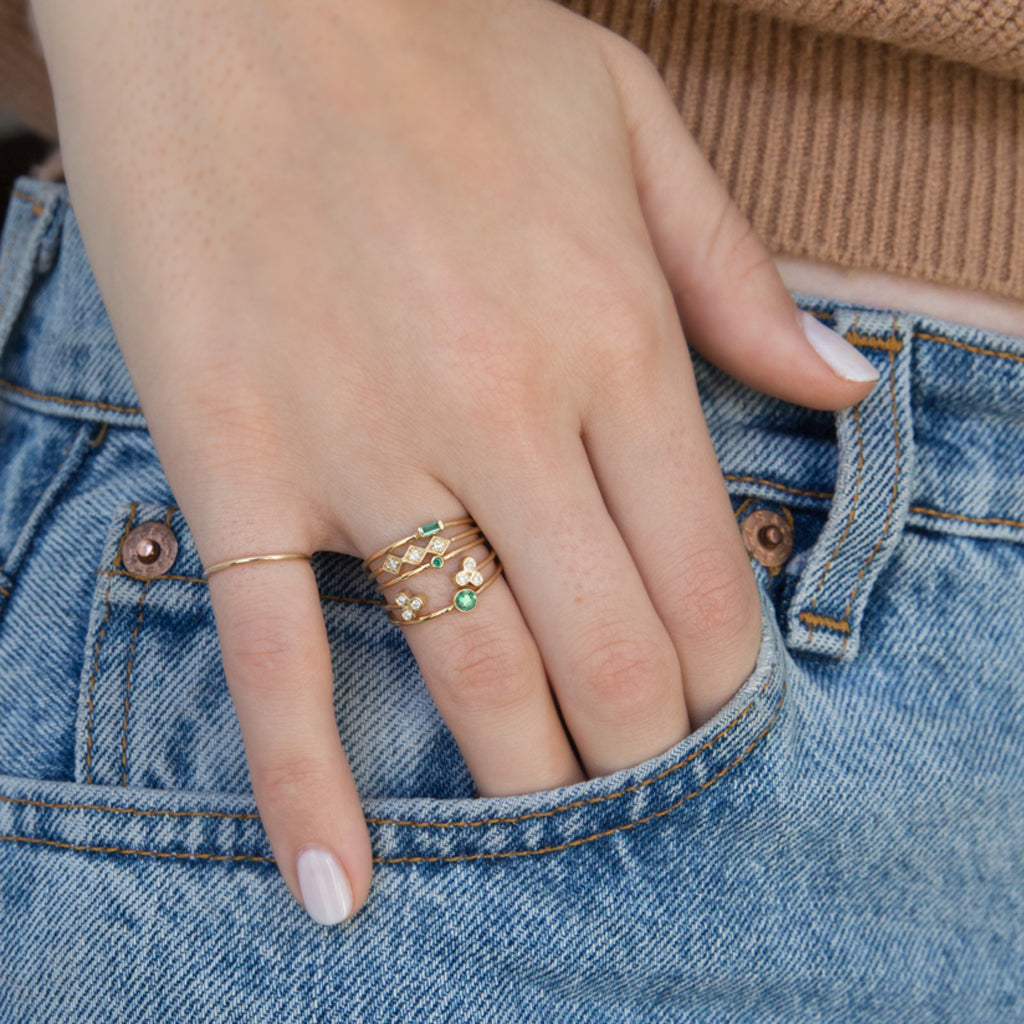 14k Emerald Bezel Ring | May Birthstone