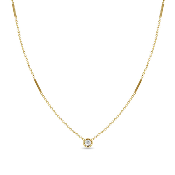 Zoë Chicco 14k Yellow Gold Floating Diamond & Tiny Bar Station Necklace