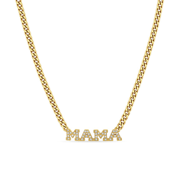 Zoë Chicco 14kt Gold Pavé Diamond 4 Letter Small Curb Chain Necklace