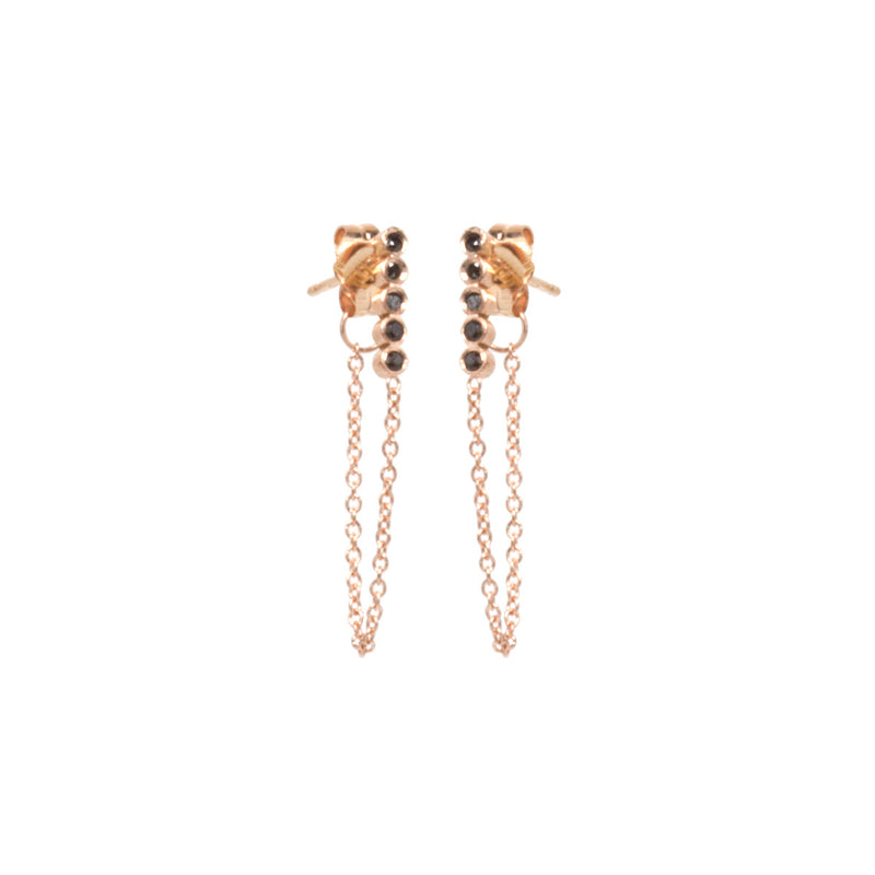 Zoe Chicco 14kt Gold Tiny Black Diamond Bezel Bar Chain Earrings – ZOË ...