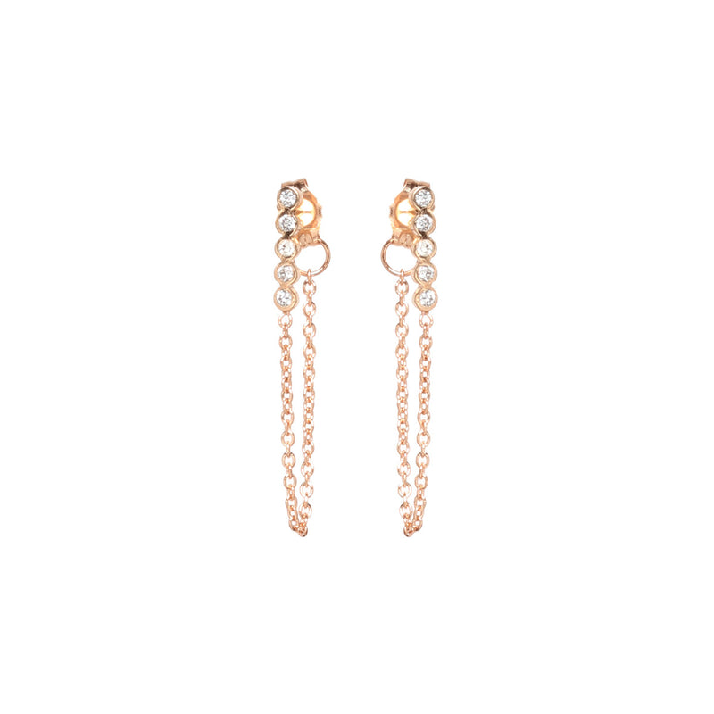 Zoë Chicco 14k Gold Tiny 5 Diamond Bezel Bar Chain Huggie Earrings ...