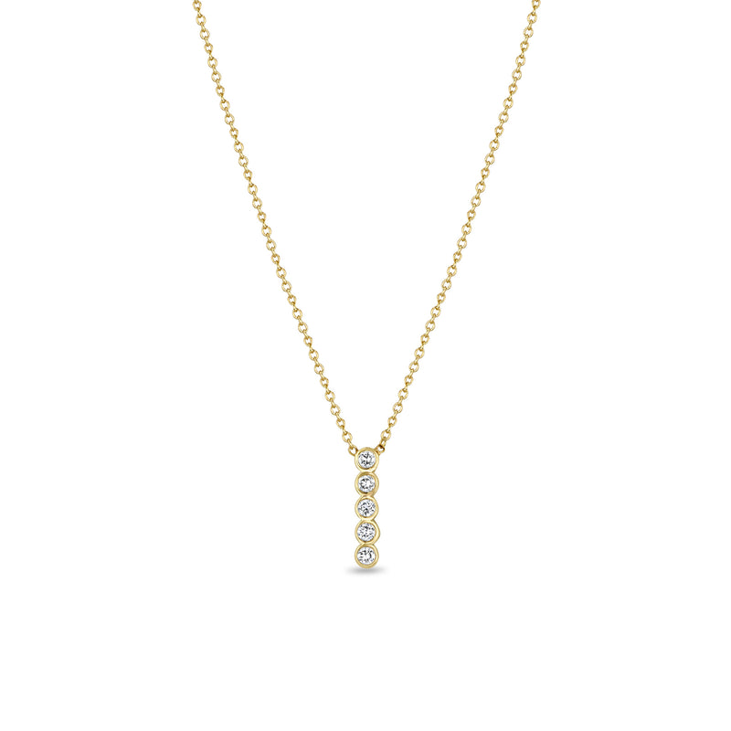 Zoë Chicco 14k Gold Vertical 5 Diamond Bezel Bar Necklace