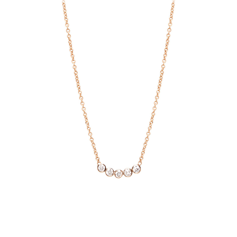 Zoë Chicco 14kt Rose Gold Five Diamond Necklace