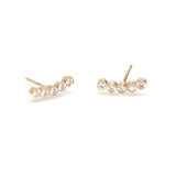 Zoë Chicco 14kt Yellow Gold Curved 5 White Diamond Stud Earrings