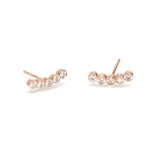 Zoë Chicco 14kt Rose Gold Curved 5 White Diamond Stud Earrings