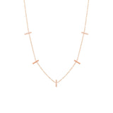 Zoë Chicco 14kt Rose Gold 5 Diamond Pave Vertical Tiny Bars Station Necklace
