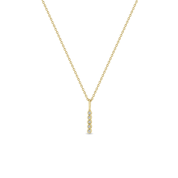 Zoë Chicco 14k Gold Vertical 5 Tiny Diamond Bezel Bar Pendant Necklace