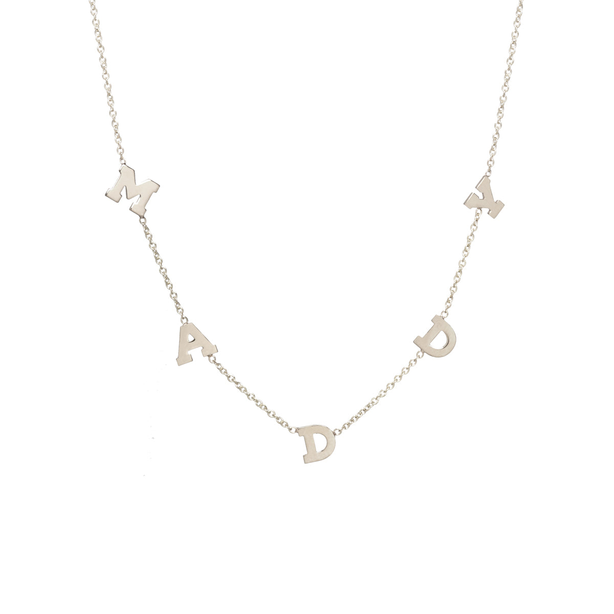 14k Scattered Block Letter Necklace