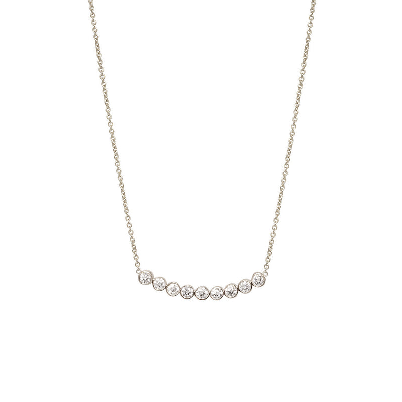 Zoë Chicco 14kt White Gold 9 White Diamond Bezel Set Necklace