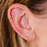 14k Prong Diamond Chain Huggie Earrings