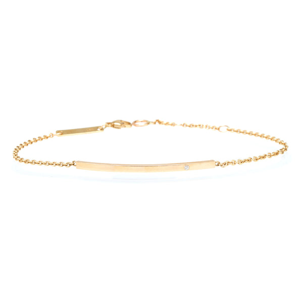 Zoë Chicco 14kt Yellow Gold White Diamond Curved Bar Bracelet