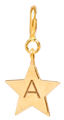 14k Medium Initial Star Charm Pendant on Spring Ring