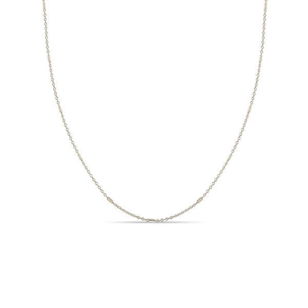 Zoë Chicco 14k White Gold Tiny Bar and Cable Chain Necklace