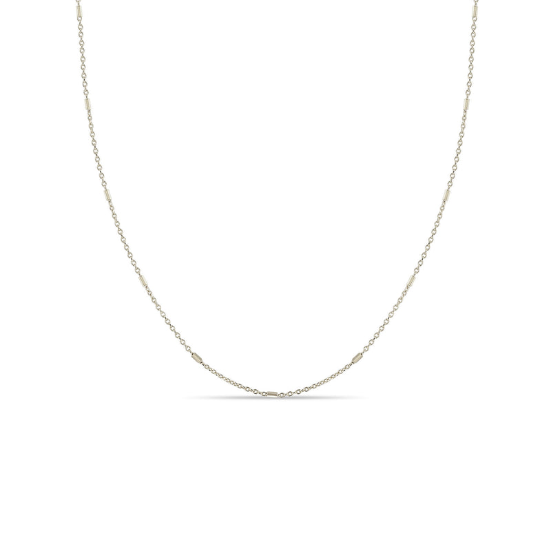 Zoë Chicco 14k White Gold Tiny Bar and Cable Chain Necklace