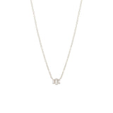 Zoë Chicco 14kt White Gold 3 Stepped White Baguette Diamond Necklace