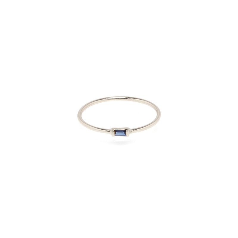 14k Horizontal Blue Sapphire Baguette Ring