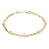 Zoë Chicco 14k Gold Small Curb Chain Bracelet with 5 Vertical Baguette Diamond Stations