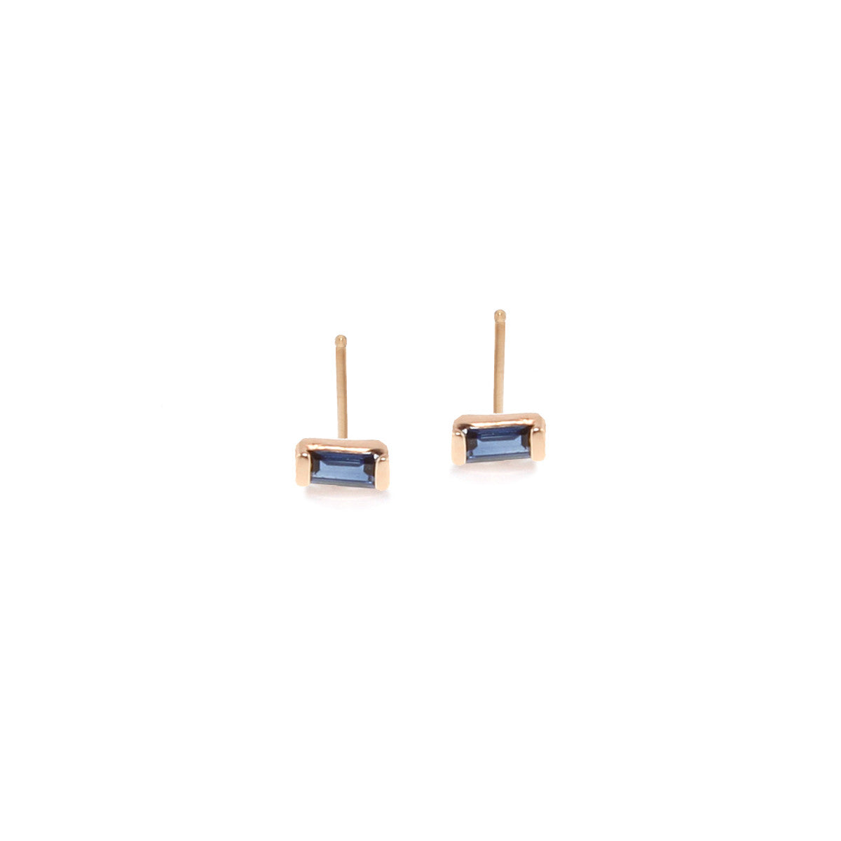 Zoë Chicco 14k Gold Small Blue Sapphire Baguette Stud Earrings – ZOË CHICCO