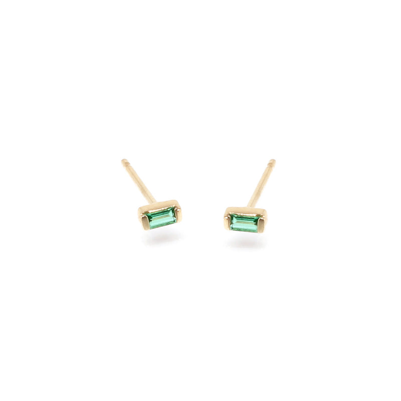 Zoë Chicco 14k Gold Small Emerald Baguette Stud Earrings
