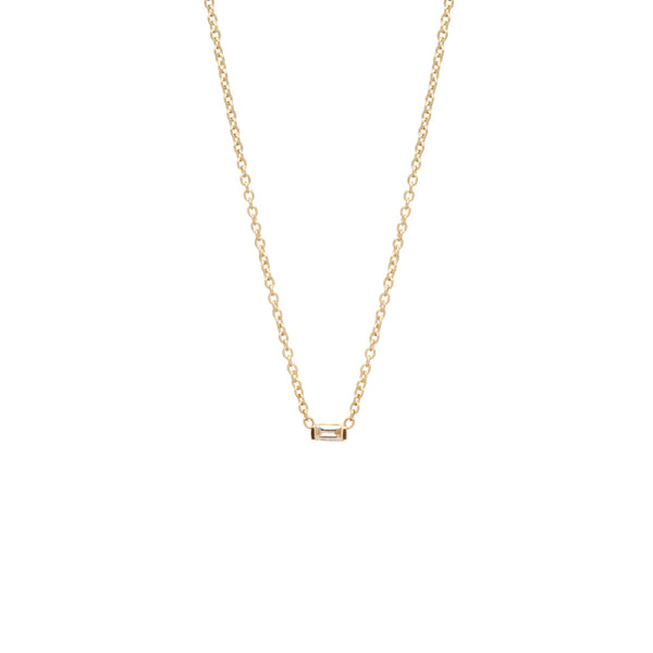 14k Small Baguette Diamond Necklace