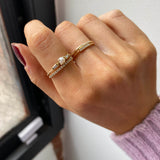 14k Small Horizontal Pavé Diamond Bar Ring