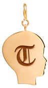 14k boy silhouette initial charm on spring ring