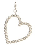 14k Diamond Bezel Angled Heart Charm Pendant on Spring Ring