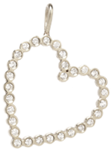 14k bezel set white diamond angled heart charm pendant