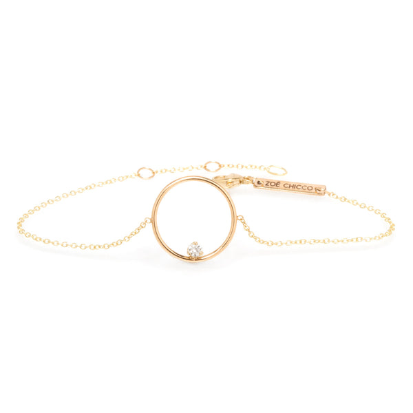 Zoe Chicco 14kt Gold Medium Circle Prong Diamond Bracelet