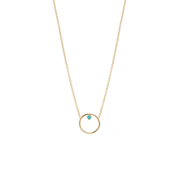 Zoë Chicco 14kt Yellow Gold Turquoise Circle Prong Necklace