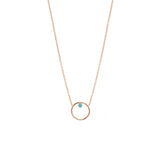 14k Circle Prong Turquoise Necklace