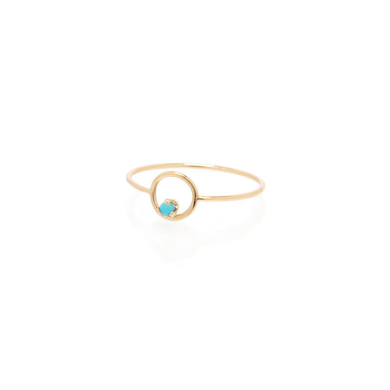 Zoë Chicco 14kt Yellow Gold Turquoise Circle Prong Ring