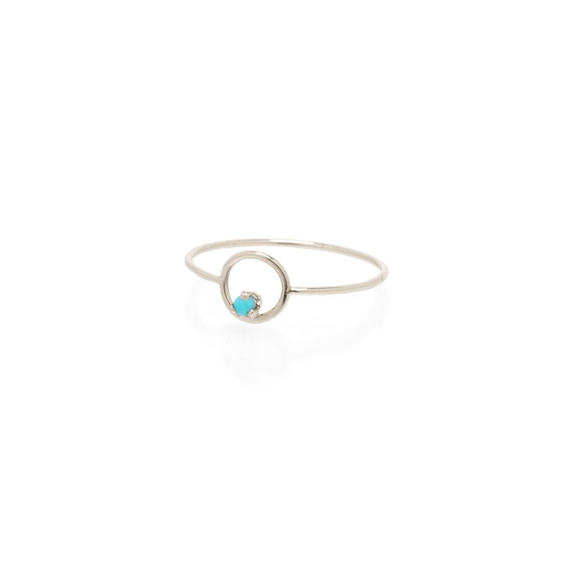 14k Small Circle Prong Turquoise Ring