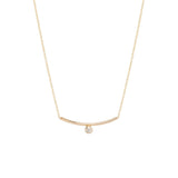 Zoë Chicco 14kt Yellow Gold Bezel Set White Diamond Curved Bar Necklace