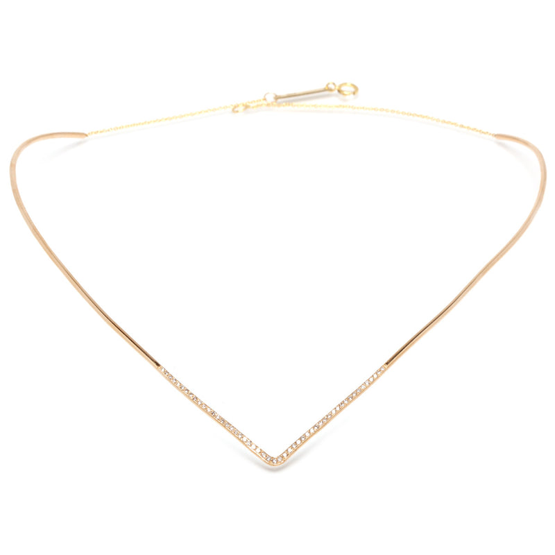 14k Pavé Diamond V Collar Necklace - SALE