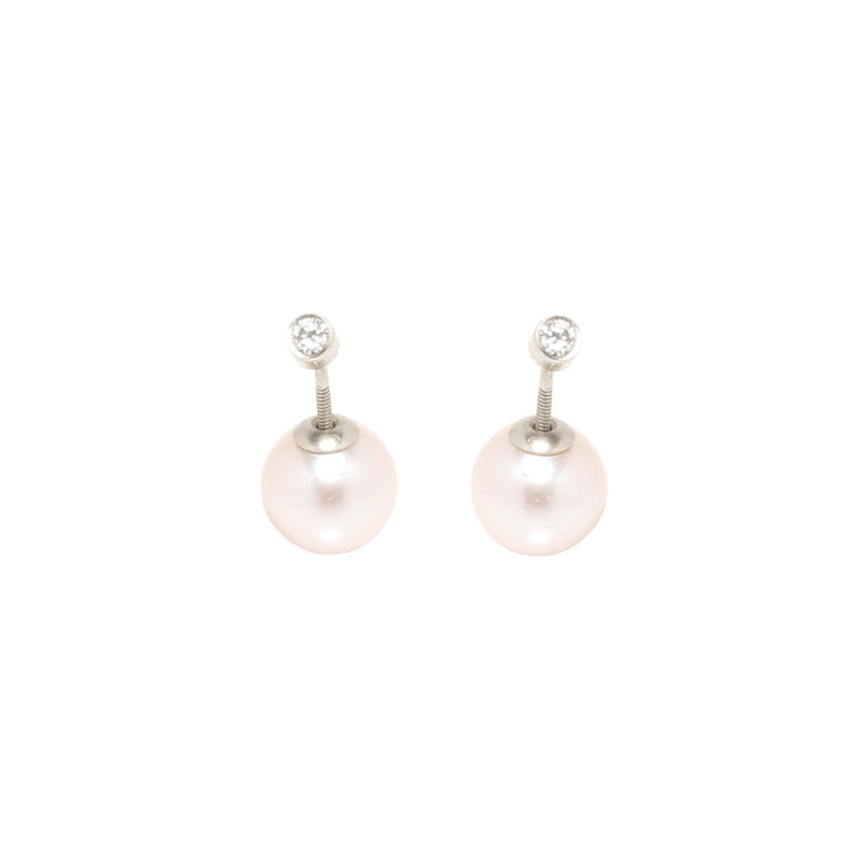 Zoë Chicco 14kt White Gold White Diamond and Pearl Reversible Stud Earrings