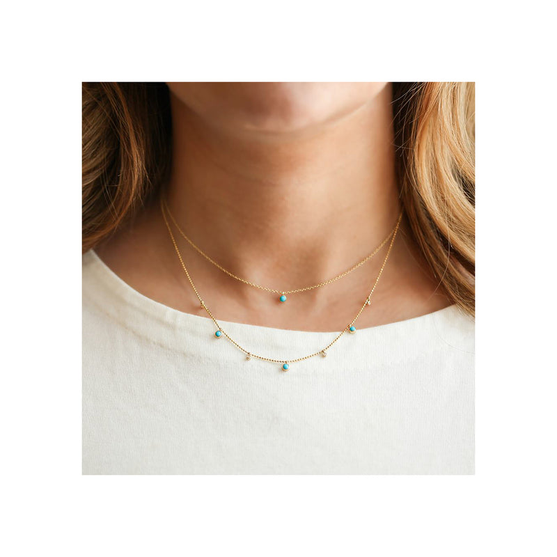 14k Single Turquoise Pendant Necklace | December Birthstone