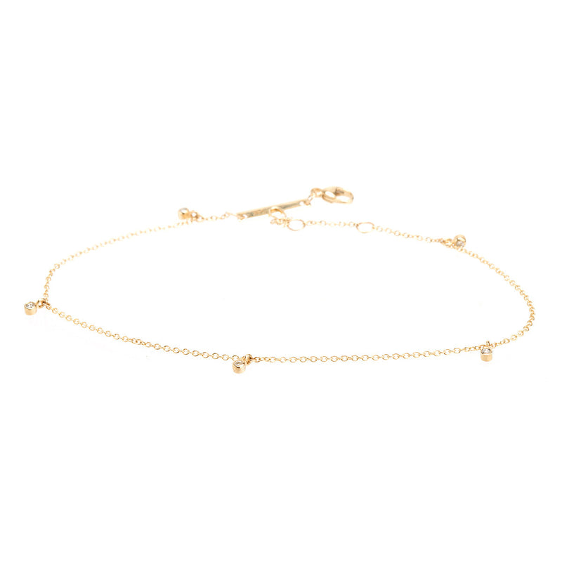 Zoë Chicco 14kt Yellow Gold Five Diamond Anklet
