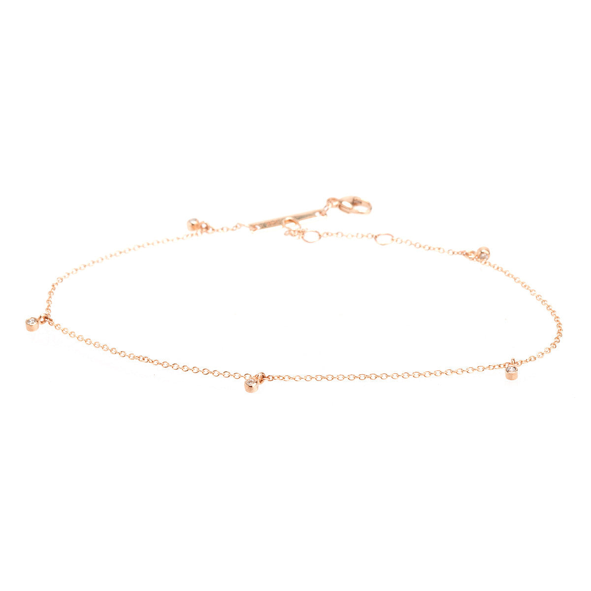 Zoë Chicco 14kt Rose Gold Five Diamond Anklet