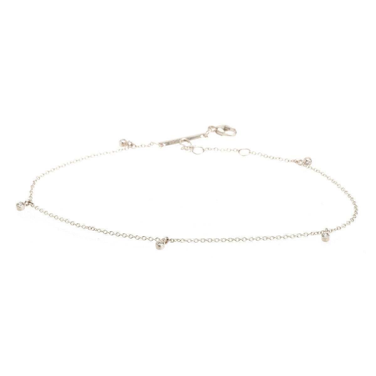 Zoë Chicco 14kt White Gold Five Diamond Anklet
