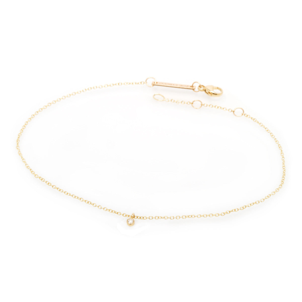 Zoë Chicco 14k Gold Single Diamond Bezel Charm Chain Anklet