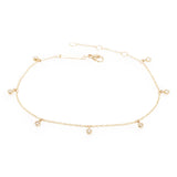 Zoë Chicco 14kt Yellow Gold 7 Dangling White Diamond Anklet