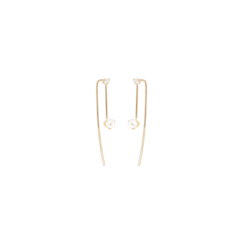 Zoë Chicco 14k Gold Pearl & Diamond Wire Threader Earrings