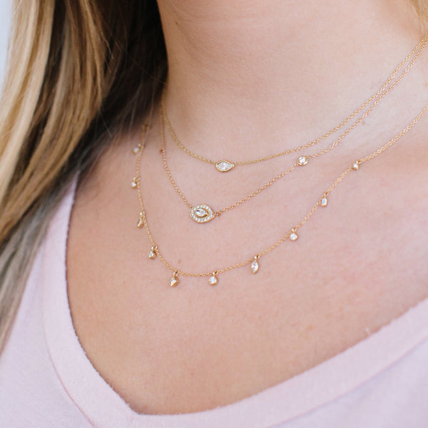 14k Large Marquise Diamond Necklace
