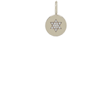 14k Pavé Diamond Star of David Disc Charm Pendant