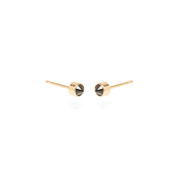 Zoë Chicco 14kt Yellow Gold Inverted Bezel Set Black Diamond Stud Earrings