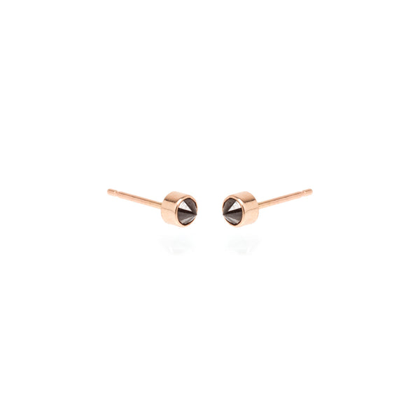 Zoë Chicco 14kt Rose Gold Inverted Black Diamond Bezel Stud Earrings