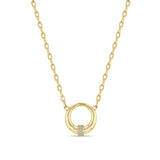 Zoë Chicco 14k Gold Medium Pavé Diamond Door Knocker Pendant Square Oval Chain Necklace