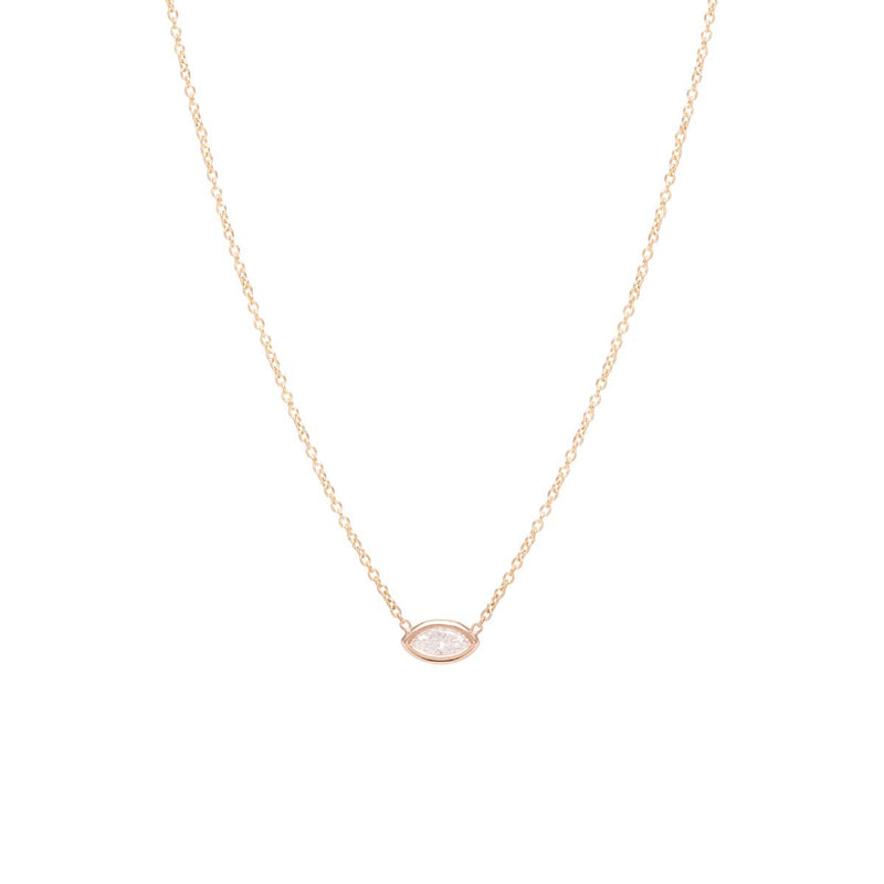 Zoë Chicco 14kt Rose Gold Floating Marquis Diamond Necklace